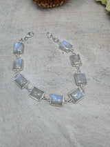 Rainbow Moonstone Sterling Silver Bracelet | Intuition, Protection & Feminine Wisdom