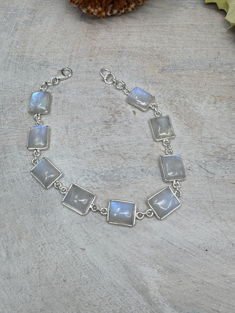 Rainbow Moonstone Sterling Silver Bracelet | Intuition, Protection & Feminine Wisdom