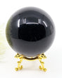 Large 639g Black Obsidian Sphere with mirror polished finish for grounding, protection, meditation and energy cleansing.