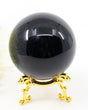 Natural Black Obsidian Sphere 342g with mirror polished finish for grounding, protection, meditation and spiritual healing.