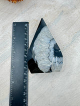 Black Banded Agate Flame 172g (6x9cm) – Stone of Grounding, Strength & Balance