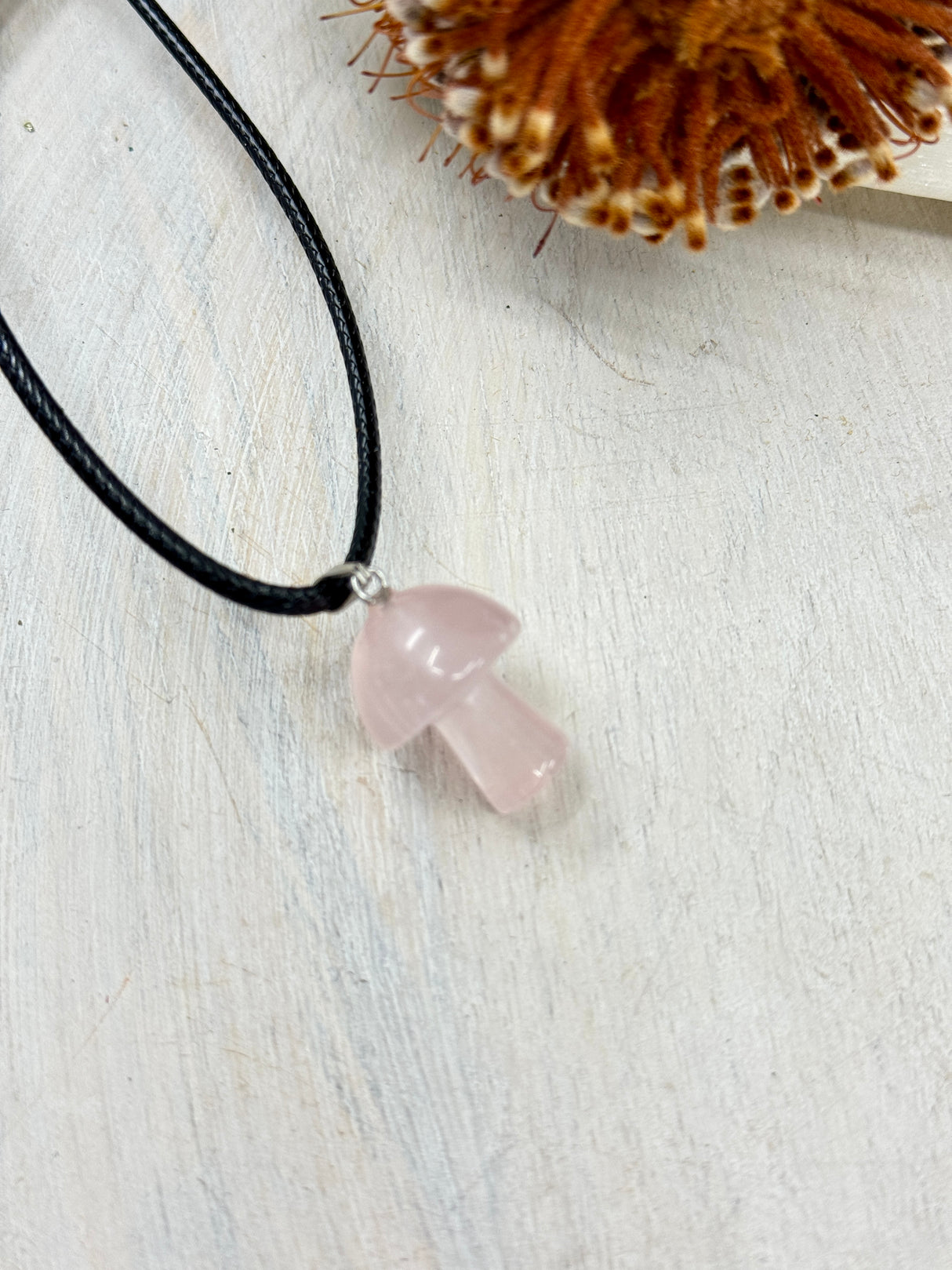 Rose Quartz Mushroom Pendant – Stone of Love, Compassion & Emotional Healing