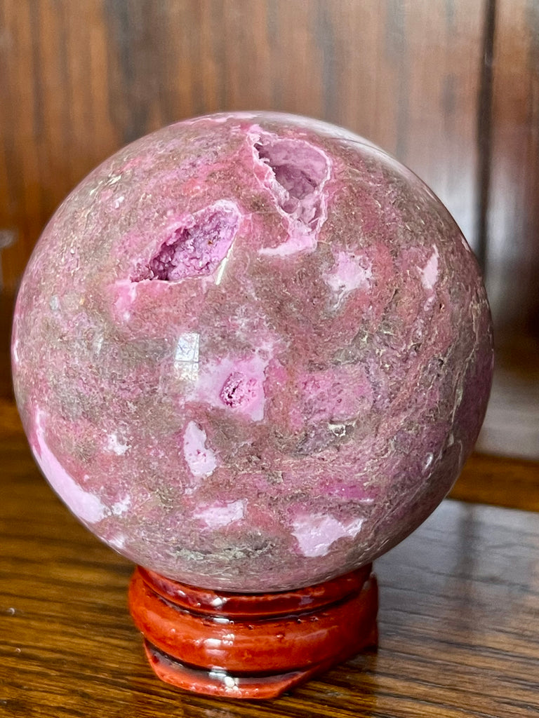 Cobaltoan Calcite Sphere #8 224g - A rare crystal also known as Aphrodite Stone and Salrose Stone