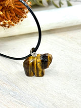 Tiger Eye Elephant Pendant 19x22x10mm – Stone of Courage, Strength & Protection