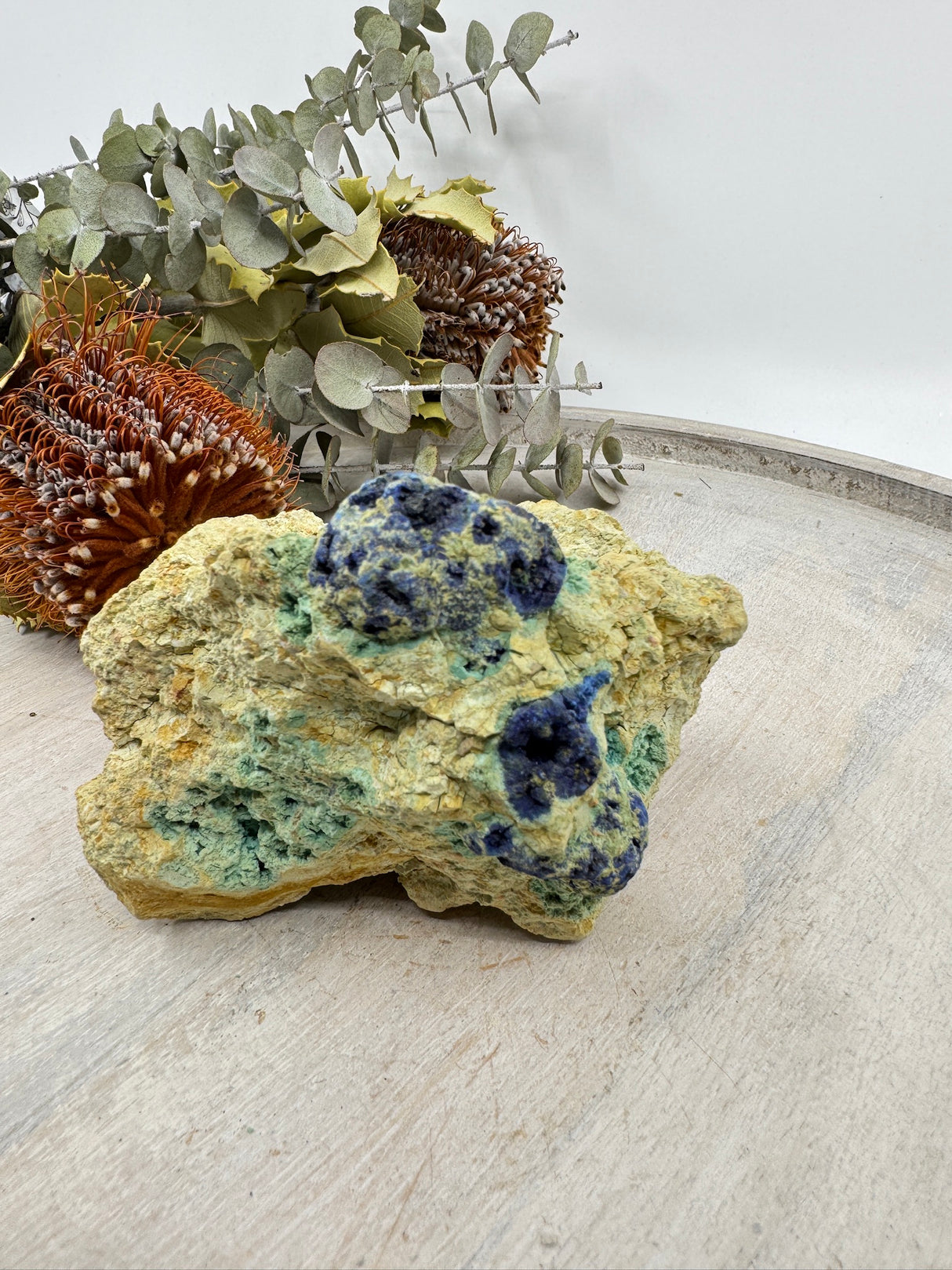 Azurite & Malachite on Dolomite Sandstone – Rare Australian Copper Mineral | 335g Collector’s Specimen