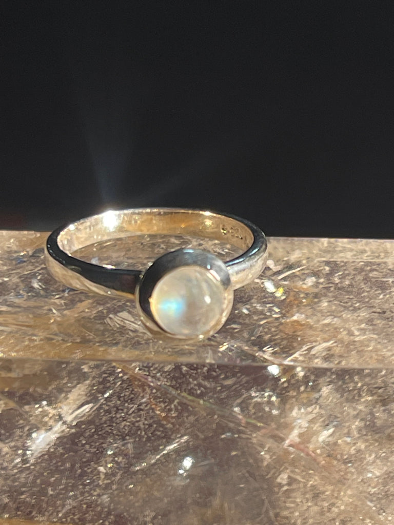 Rainbow Moonstone Silver Ring- Size 5.5 - “My mind is open to new possibilities and opportunities”.