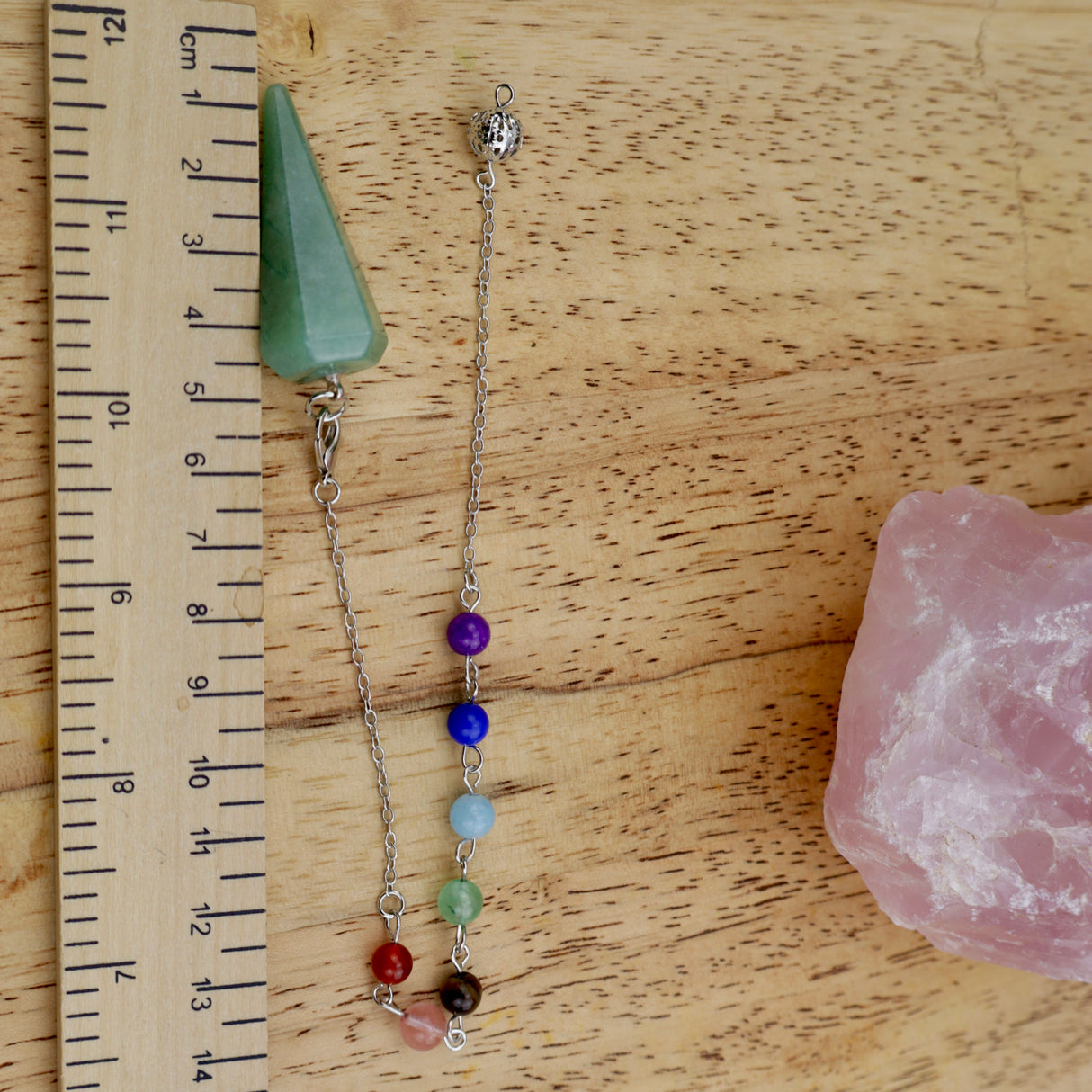 Green Aventurine Pendulum with Chakra Chain – Luck & Heart Balance