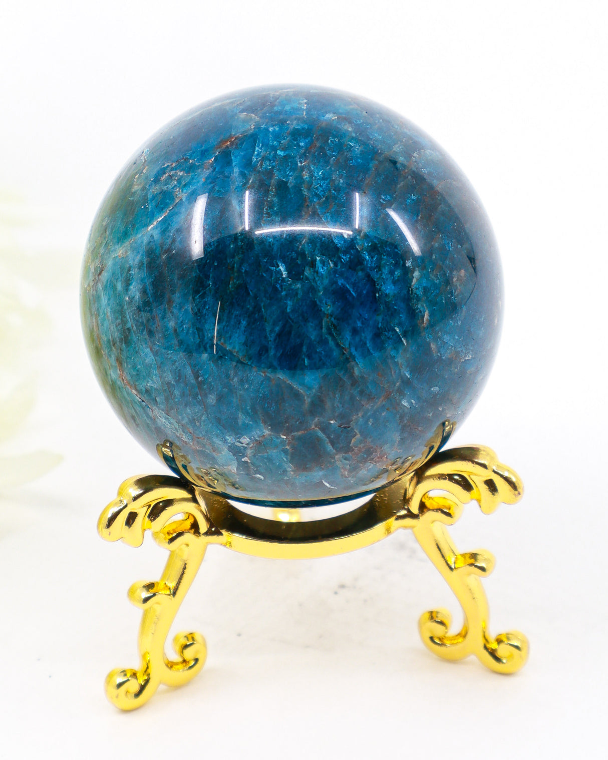 Blue Apatite Sphere – Deep Ocean Blue Crystal Sphere 225g