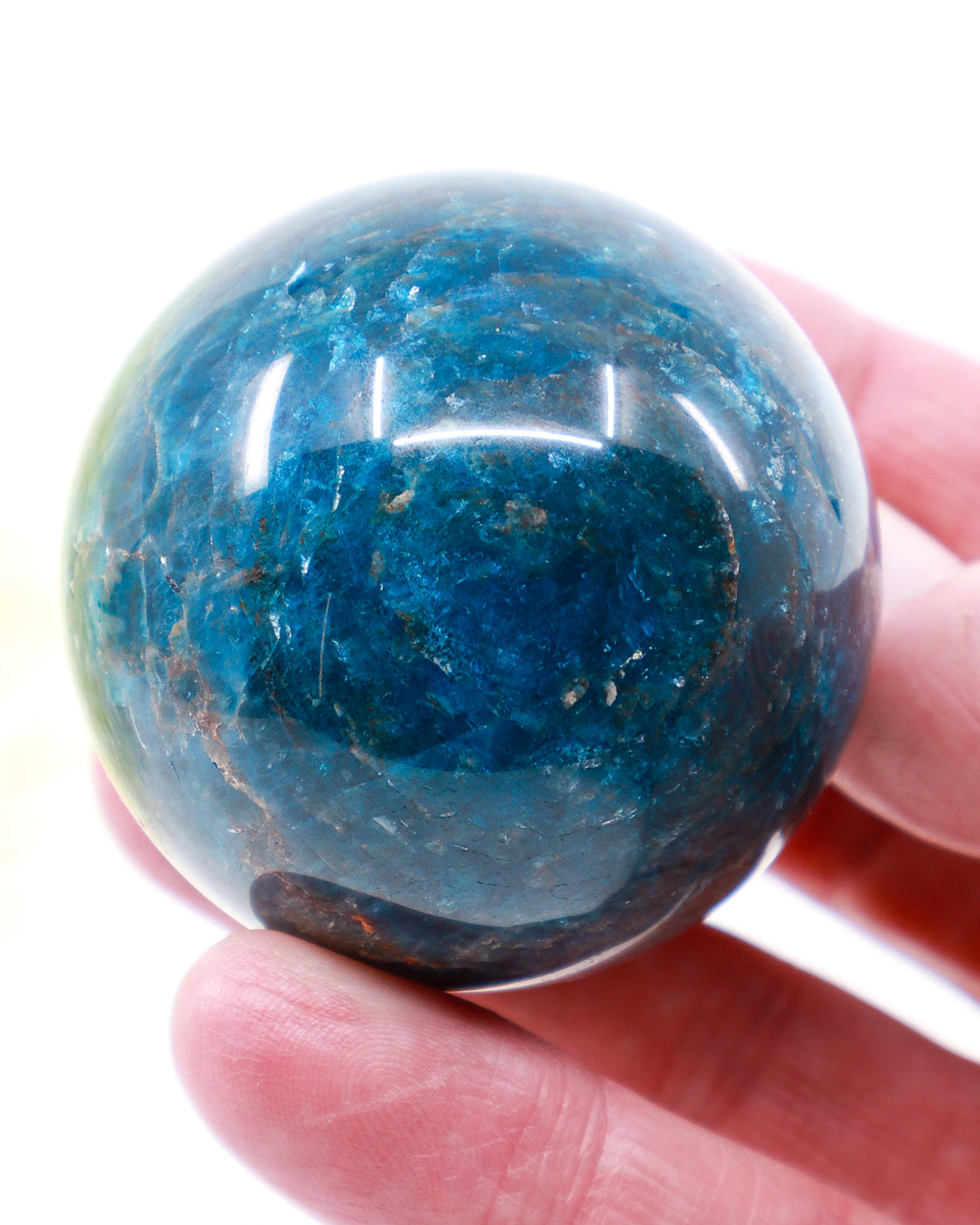 Blue Apatite Sphere – Deep Ocean Blue Crystal Sphere 225g