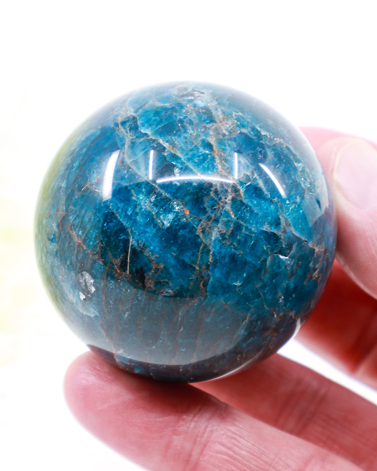 Blue Apatite Sphere – Deep Ocean Blue Crystal Sphere 225g