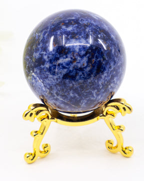 Natural Sodalite sphere 155g 4.5cm with deep royal blue colour, white calcite patterning and mineral inclusions from Inspired By 3.