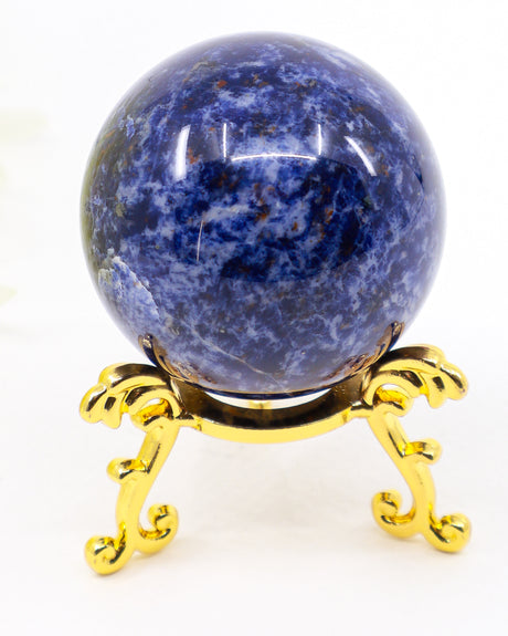 Natural Sodalite sphere 155g 4.5cm with deep royal blue colour, white calcite patterning and mineral inclusions from Inspired By 3.