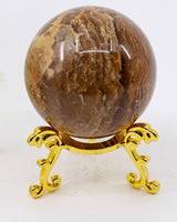 Garden Quartz Lodolite crystal sphere 194g with golden brown scenic mineral inclusions and natural landscape patterns