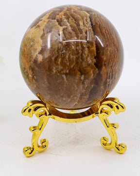 Garden Quartz Lodolite crystal sphere 194g with golden brown scenic mineral inclusions and natural landscape patterns