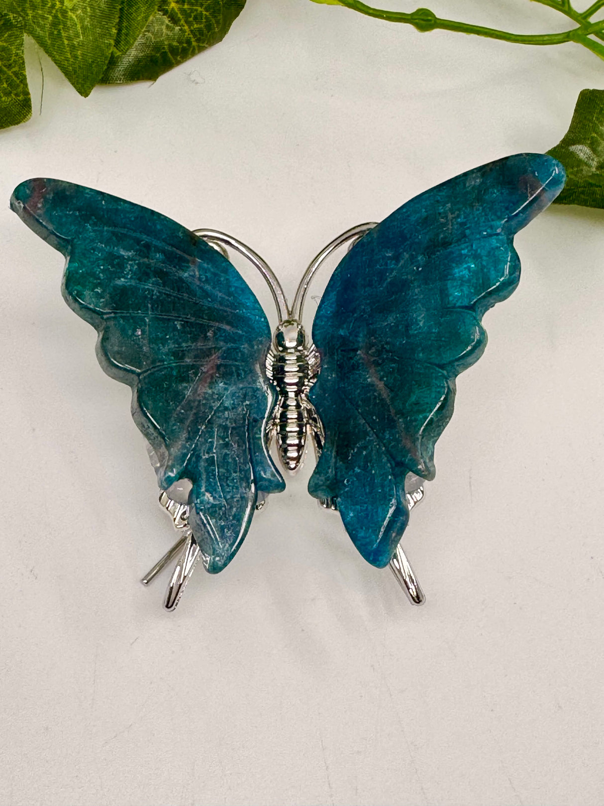 Apatite Blue Butterfly Carving - "I work relentlessly each day to achieve my goals."