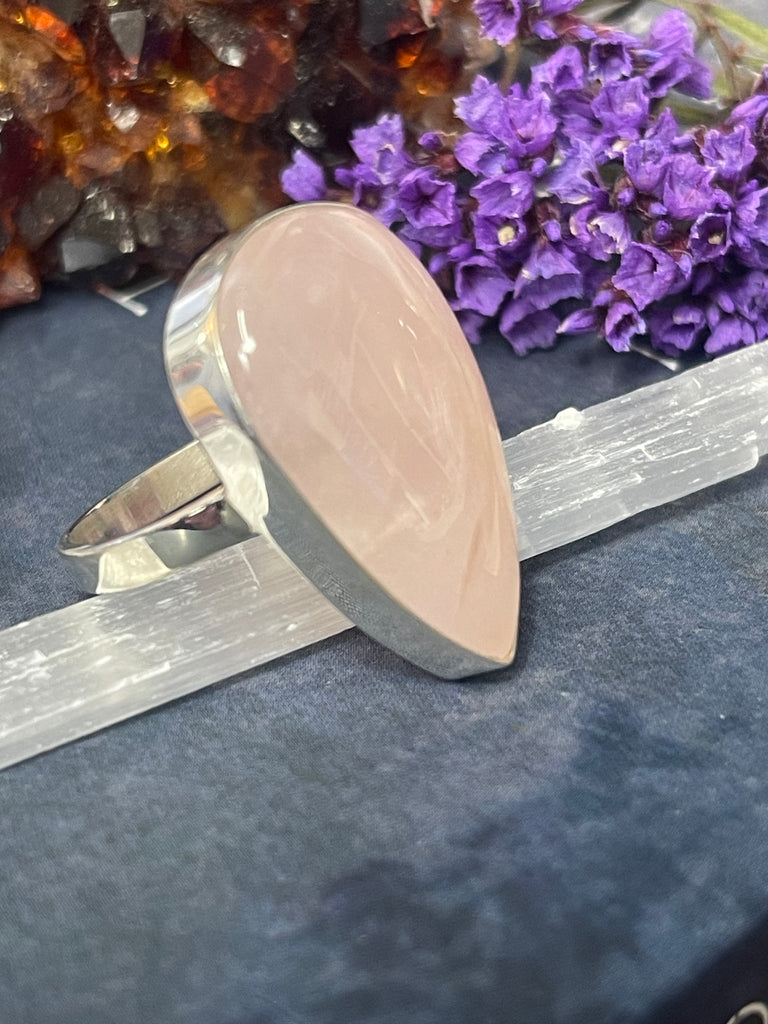 Rose Quartz Silver Ring Size 10 #3 - “I radiate love, beauty, confidence and grace”.