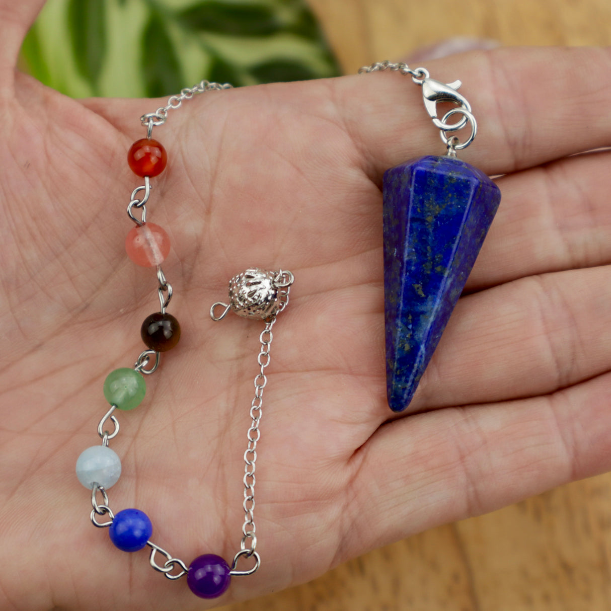 Lapis Lazuli Pendulum with Chakra Chain – Truth & Intuitive Insight