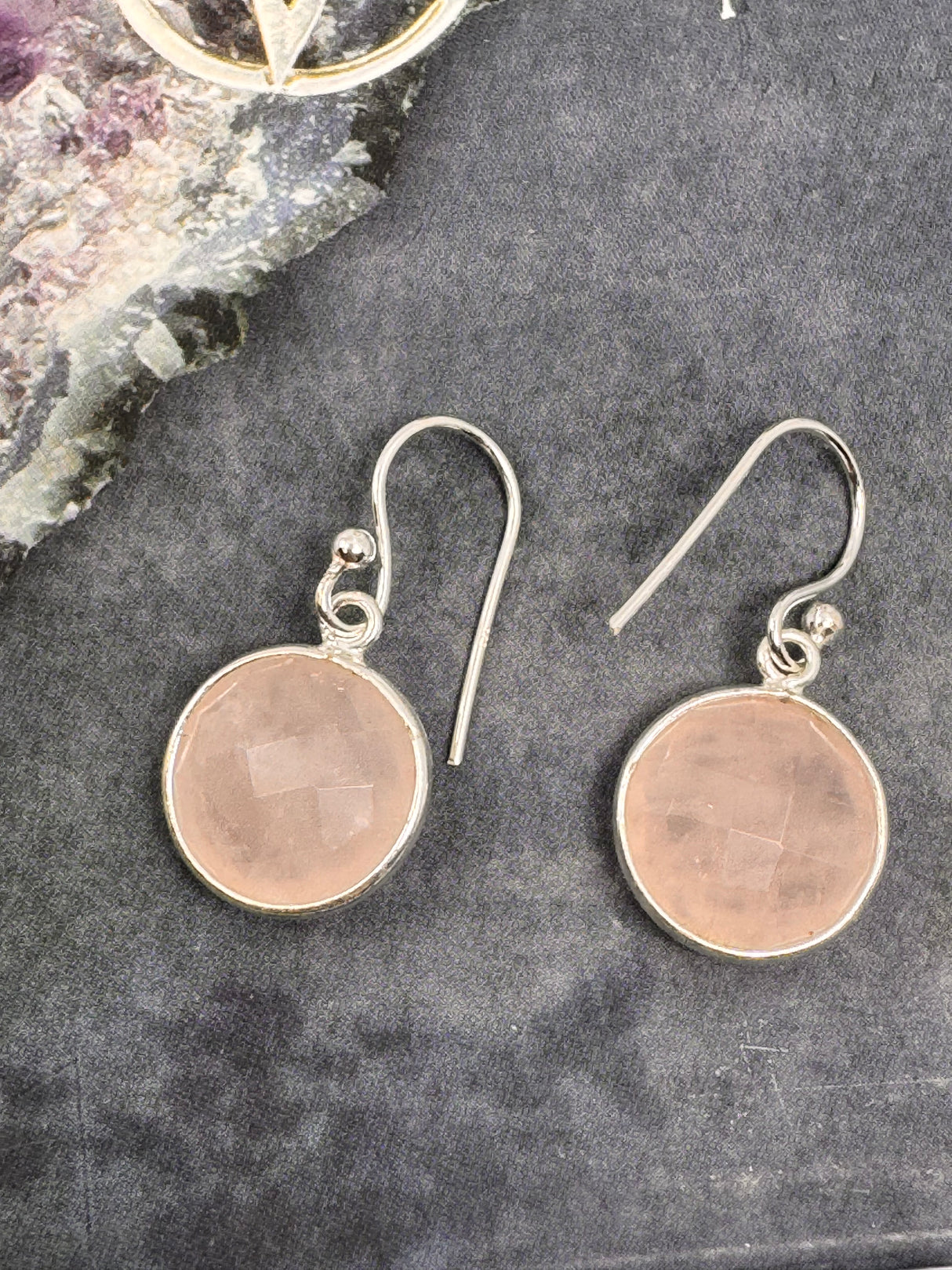 Rose Quartz Silver Drop Earring - “I radiate love, beauty, confidence and grace”.