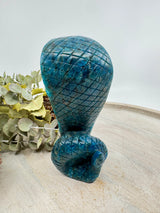 Blue Apatite Snake Carving 15cm – Stone of Wisdom, Transformation & Intuition