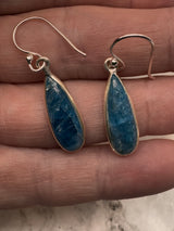 Blue Apatite Silver Drop Earrings - "I work relentlessly each day to achieve my goals."