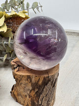 Amethyst Sphere – polished violet crystal sphere symbolising clarity, focus and calm energy, Inspired By 3 Australia.