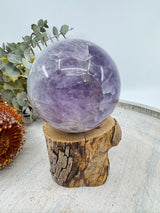 Banded Black Agate & Amethyst Sphere 325g (6cm) – Stone of Balance, Protection & Spiritual Harmony