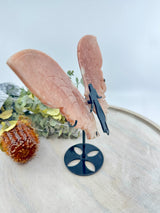 Pink Amethyst Angel Wings on Black Stand 524g – Stone of Peace, Love & Divine Protection