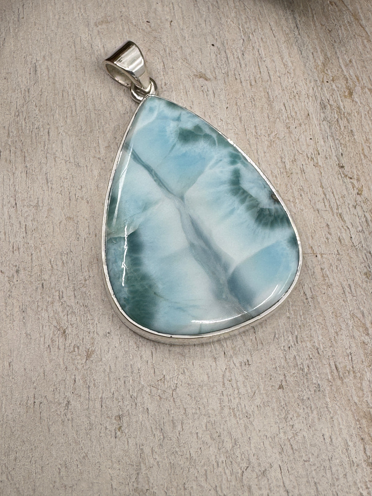 Larimar Pendant #10 – 14g (5.2x3.2cm) – .925 Silver Teardrop – Stone of Serenity, Healing & Divine Feminine Flow
