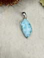Larimar pendant #5 702g 4.1x1.8cm set in .925 silver – blue crystal necklace with chain, gift box and card – Inspired By 3 Crystals Australia.