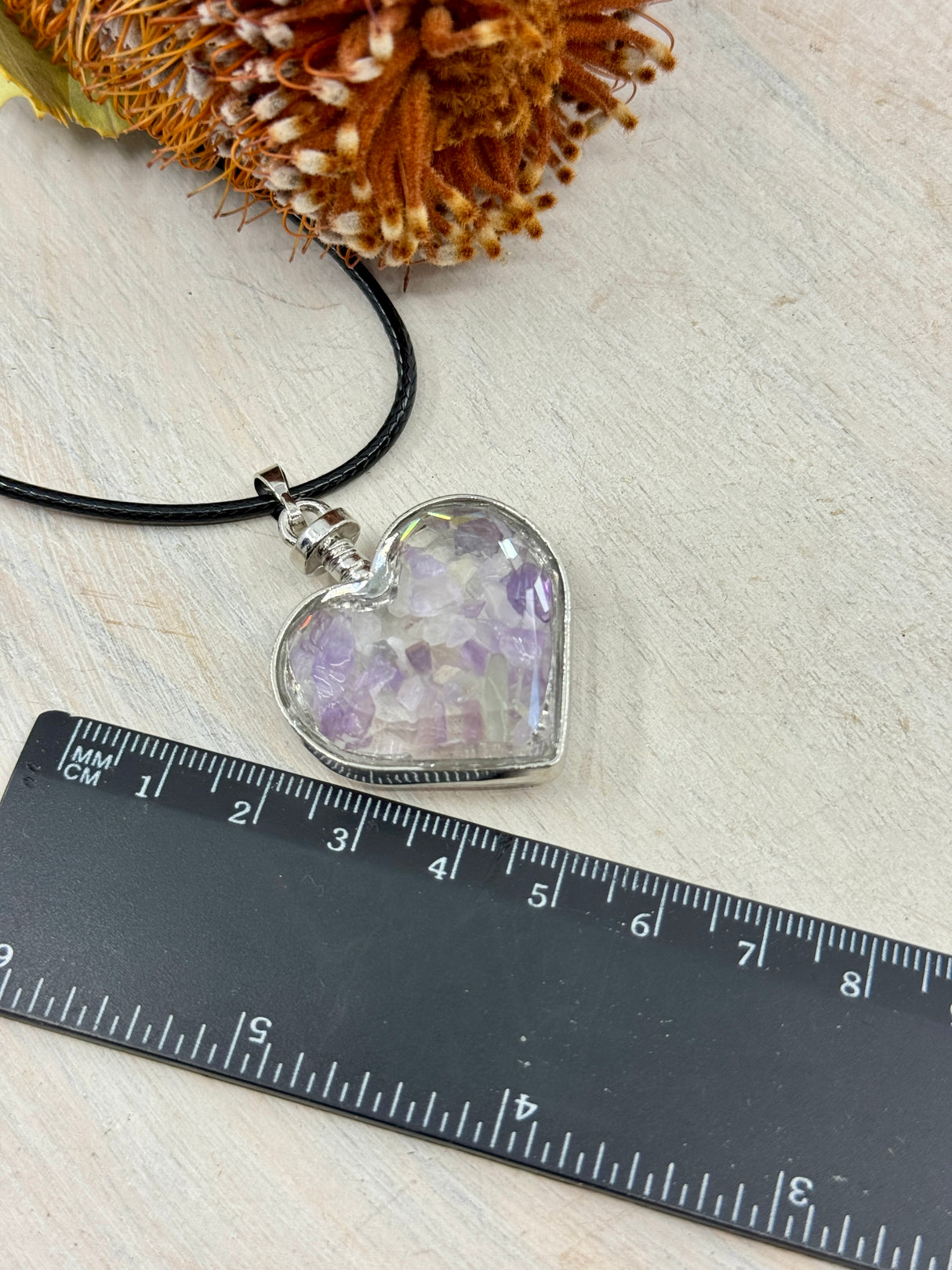 Amethyst Heart Bottle Pendant  – Stone of Calm, Clarity & Spiritual Protection