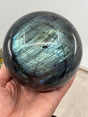 Labradorite sphere 1.288kg – blue and gold flashes crystal ball