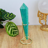 Amazonite Wand on Gold Stand – 225g | 17.5cm x 4cm