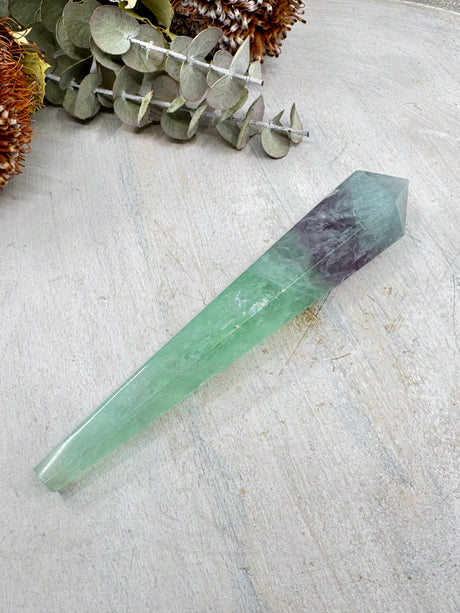 Rainbow Fluorite Wand #3 – 165g (16.5x3cm) – Stone of Intuition, Calm & Higher Guidance