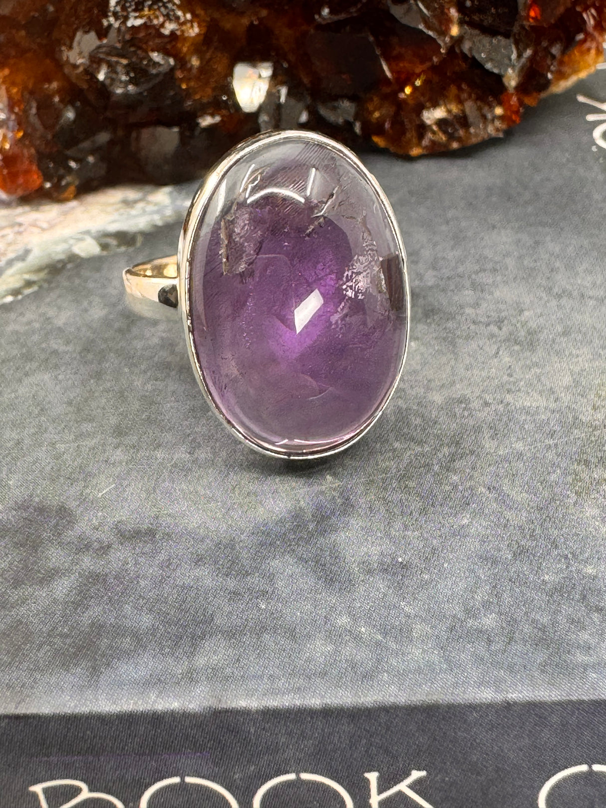 Amethyst Silver Ring Size 10 - "I am passionate and enthusiastic in all areas of my life."