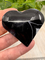 Banded Black Agate Heart - "I release all behaviours that no longer serve me."