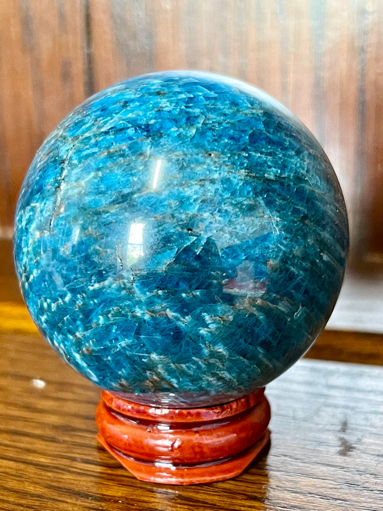 Blue Apatite Sphere #7 241g -  "I work relentlessly each day to achieve my goals."