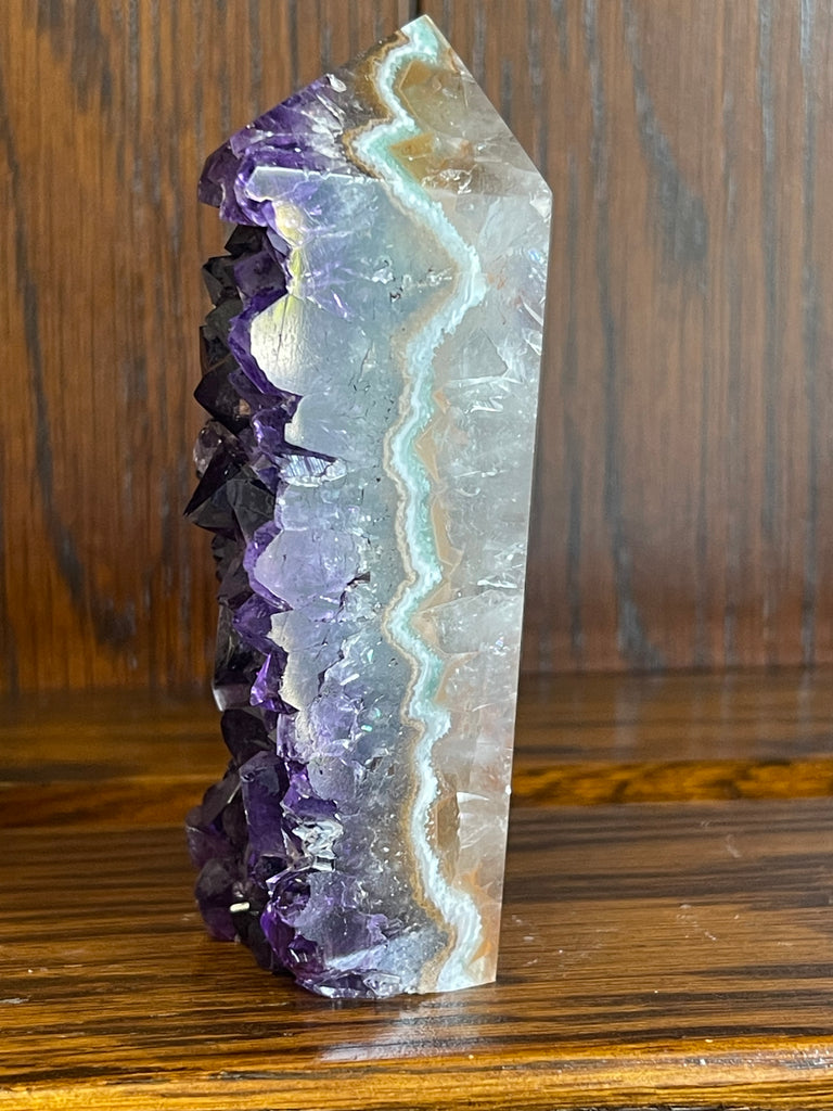 Amethyst Cluster Point A+ with polished back - #4 227g - “I trust my intuition and allow it to guide me each day”’