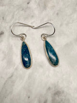 Blue Apatite Silver Drop Earrings - "I work relentlessly each day to achieve my goals."