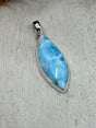Larimar pendant #1 6.52g 4.2x1.6cm set in .925 silver – blue crystal necklace for calm and divine feminine energy – Inspired By 3 Crystals Australia.
