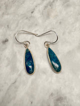 Blue Apatite Silver Drop Earrings - "I work relentlessly each day to achieve my goals."