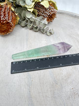 Rainbow Fluorite Wand #6 – 133g (14.5x2.9cm) – Stone of Mental Clarity, Calm & Energy Alignment