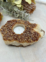Citrine tea light candle holder 992g 15cm – golden yellow crystal for joy, abundance and positivity – Inspired By 3 Crystals Australia.