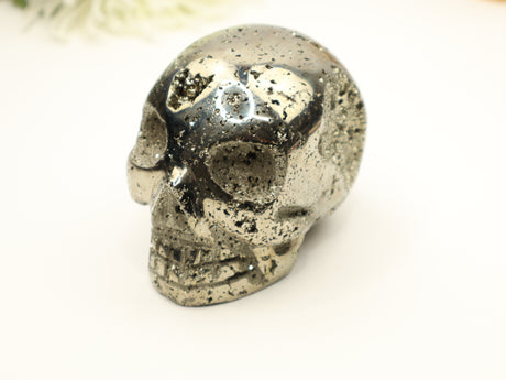 Pyrite Skull Carving #3 | 9cm | 1.326kg | Protection & Energy