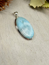 Larimar Pendant #7 – 10.72g (4.6x2.3cm) – .925 Silver – Stone of Peace, Intuition & Divine Expression