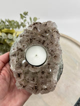 Smoky Amethyst with Goethite Inclusions Tea Light Candle Holder 1.031kg (18cm) – Stone of Protection, Transformation & Spiritual Light