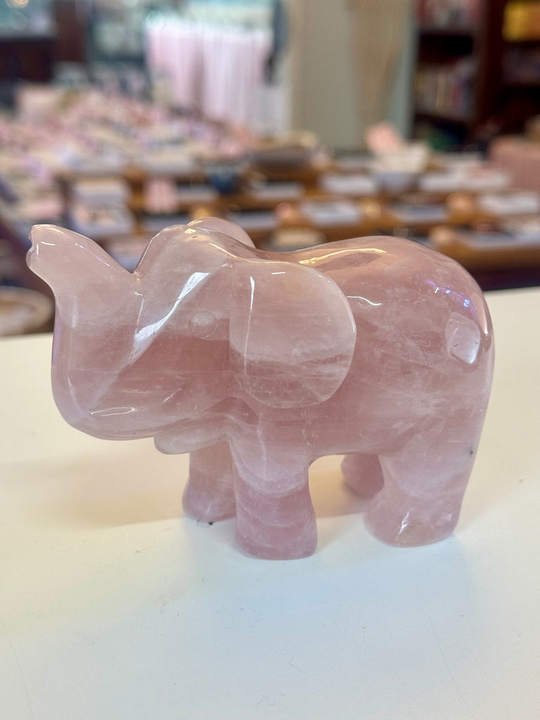 Rose Quartz Elephant Carving 457g - “I radiate love, beauty, confidence and grace”.