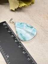 Larimar Pendant #10 – 14g (5.2x3.2cm) – .925 Silver Teardrop – Stone of Serenity, Healing & Divine Feminine Flow