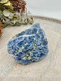 Blue Calcite natural chunk with polished face — crystal of calm, communication, and emotional healing.