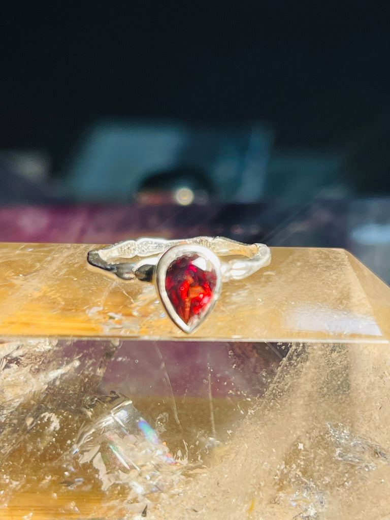 Garnet Silver Ring Size 5 - "I am passionate and enthusiastic in all areas of my life."