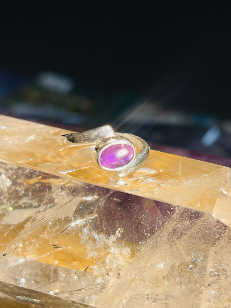 Amethyst  Silver Ring- Size 5 - Protection. Intuition